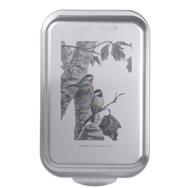 Chickadees op 2 cake pan (Front Vertical)