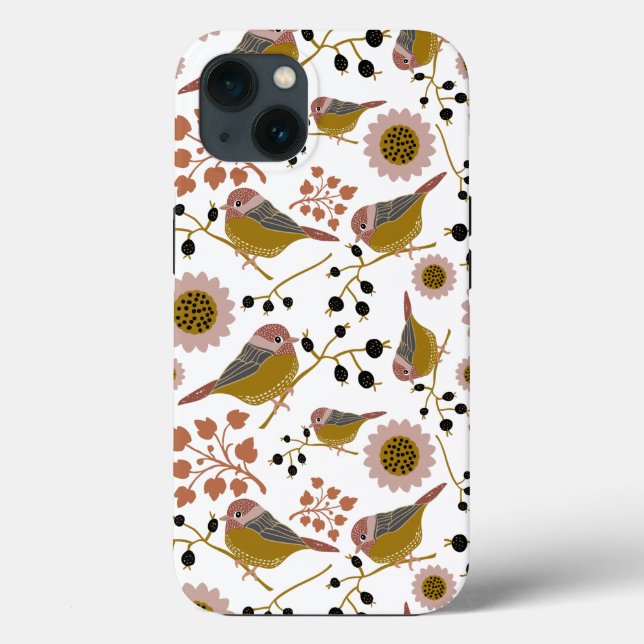 Chickadees Pink Gold Pattern Case-Mate iPhone Case (Back)