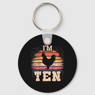 Chicken 10 Year Old Birthday Boy Girl 10th Chicken Keychain