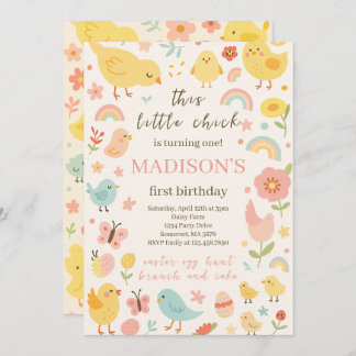 Chicken 1st Birthday Party Invitation