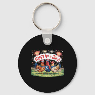Chicken 4th Of July Farm Independence Day Usa Fire Keychain