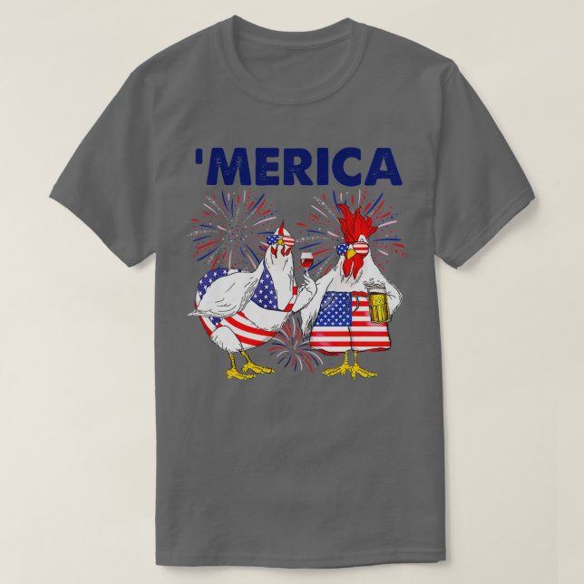 Chicken â€˜merica American Flag   (2)  T-Shirt (Design Front)