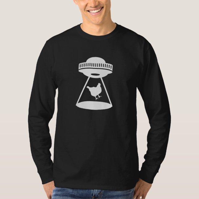 Chicken Abduction Alien Spaceship Space Egg Poultr T-Shirt (Front)