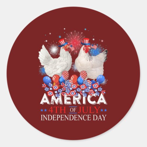 Chicken America 4th Of July Independence Day USA Classic Round Sticker