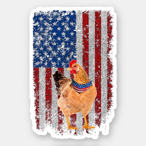 Chicken American Flag Bandana Patriotic 4th Of Jul Sticker