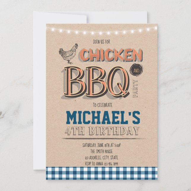 Chicken and bbq dinner party invitation (Front)
