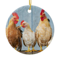 Chicken and Friends Ceramic Ornament