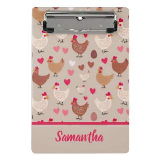 Chicken and hearts clipboard