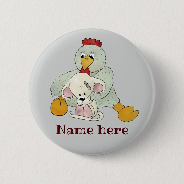 Chicken and mouse personalized button (Front)