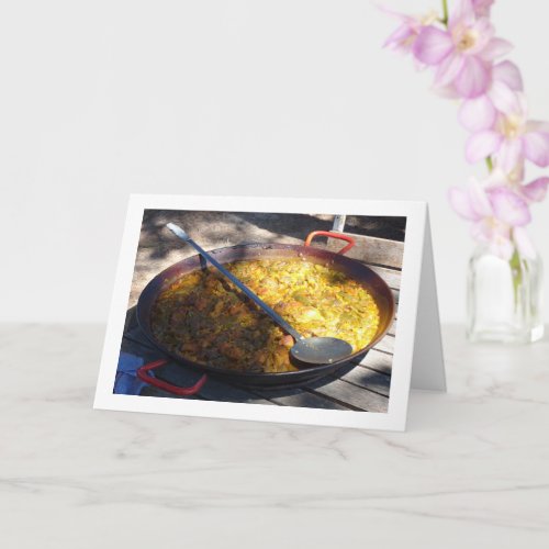 Chicken and Rabbit Spanish Paella Cuisine Dish Card