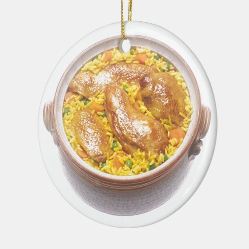 Chicken and Rice Ceramic Ornament