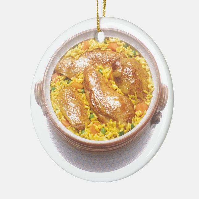 Chicken and Rice Ceramic Ornament (Left)