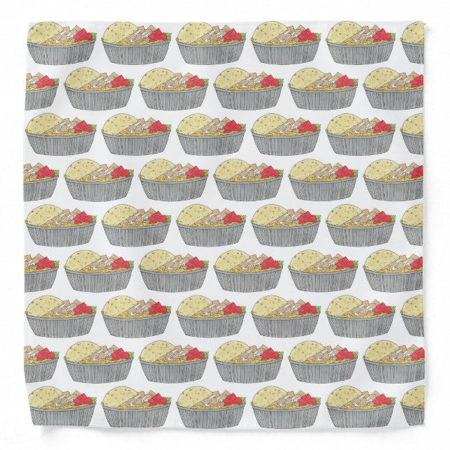Chicken and Rice Platter Plate NYC Halal Cart Food Bandana (Front)