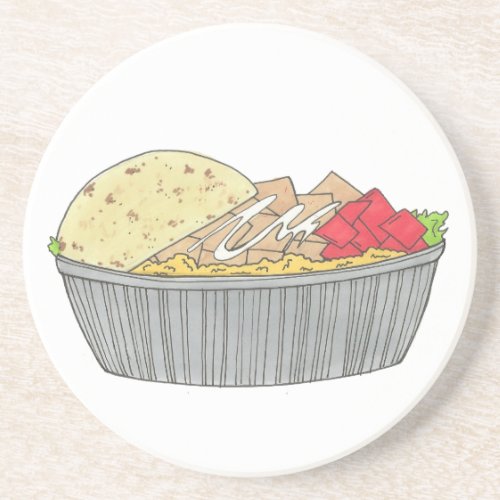 Chicken and Rice Platter Plate NYC Halal Cart Food Coaster