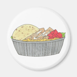 Chicken and Rice Platter Plate NYC Halal Cart Food Magnet