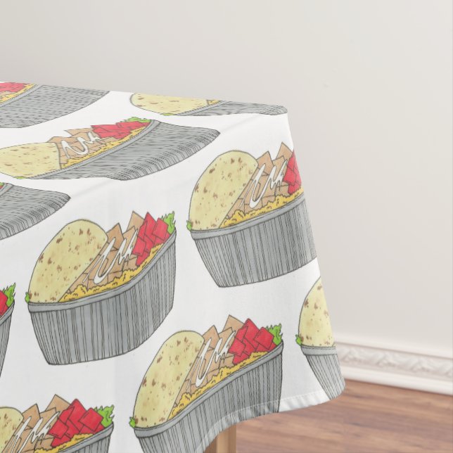 Chicken and Rice Platter Plate NYC Halal Cart Food Tablecloth (In Situ)