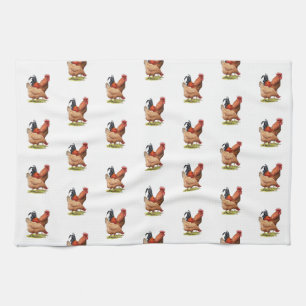 Chicken And Rooster Art, Poultry, Farm Animals Kitchen Towel