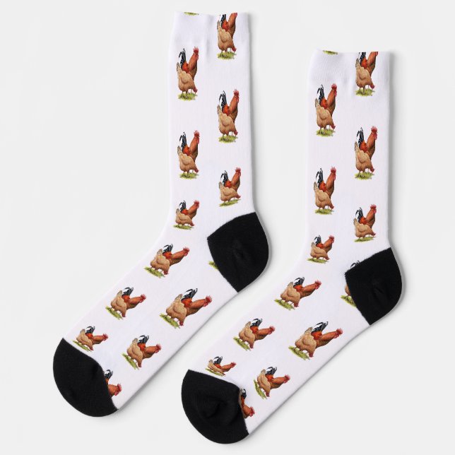 Chicken And Rooster Art, Poultry, Farm Animals Socks (Left)