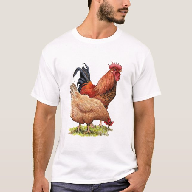 Chicken And Rooster Art, Poultry, Farm Animals T-Shirt (Front)