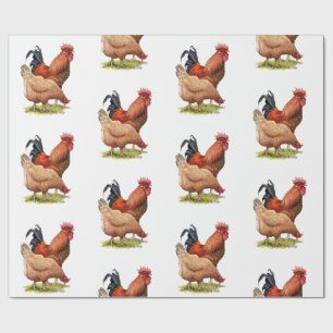 Chicken And Rooster Art, Poultry, Farm Animals Wrapping Paper