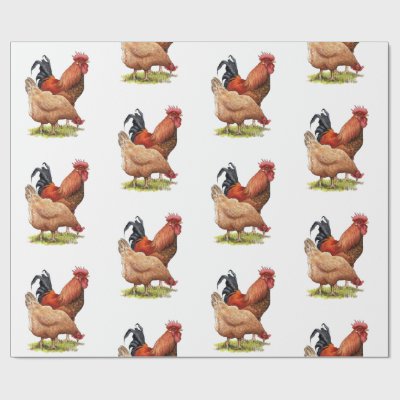 Chicken And Rooster Art, Poultry, Farm Animals Wrapping Paper