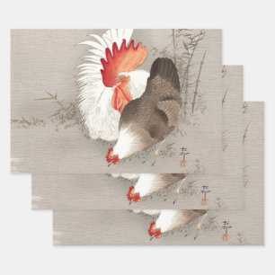 Chicken and Rooster by Ohara Koson Wrapping Paper Sheets