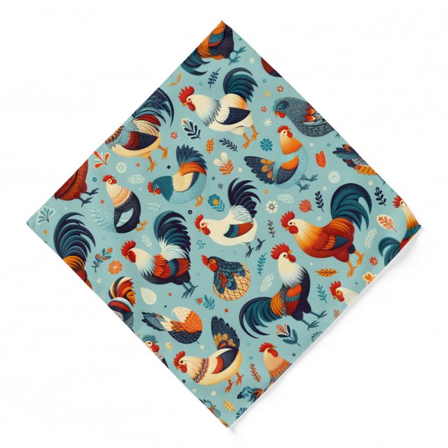 Chicken and Rooster Design Bandana (Front)