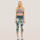 Chicken and Rooster Design Capri Leggings (Front)