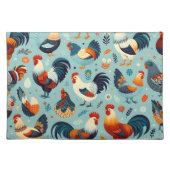 Chicken and Rooster Design Cloth Placemat (Front)