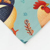 Chicken and Rooster Design Fleece Blanket (Corner)