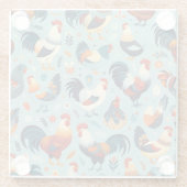 Chicken and Rooster Design Glass Coaster (Back)