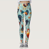 Chicken and Rooster Design Leggings (Front)