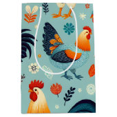 Chicken and Rooster Design Medium Gift Bag (Front)