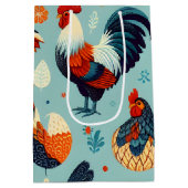 Chicken and Rooster Design Medium Gift Bag (Back)