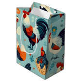 Chicken and Rooster Design Medium Gift Bag (Back Angled)