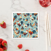 Chicken and Rooster Design Napkins (Insitu)