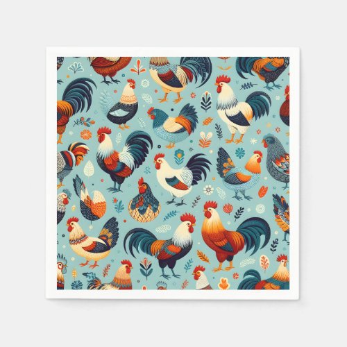 Chicken and Rooster Design Napkins