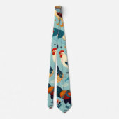 Chicken and Rooster Design Neck Tie (Back)