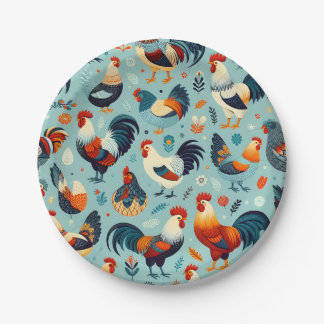 Chicken and Rooster Design Paper Plates