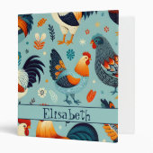 Chicken and Rooster Design Personalise 3 Ring Binder (Front/Inside)