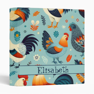 Chicken and Rooster Design Personalise 3 Ring Binder