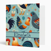 Chicken and Rooster Design Personalise 3 Ring Binder (Front/Inside)