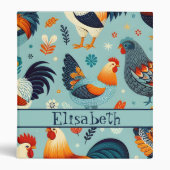Chicken and Rooster Design Personalise 3 Ring Binder (Front)