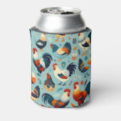 Chicken and Rooster Design Personalise Can Cooler (Can Back)