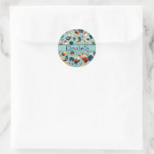 Chicken and Rooster Design Personalise Classic Round Sticker (Bag)