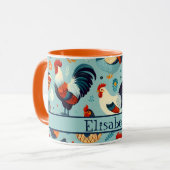Chicken and Rooster Design Personalise Mug (Front Left)
