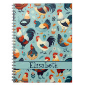 Chicken and Rooster Design Personalise Notebook (Front)