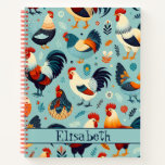 Chicken And Rooster Design Personalise Notebook at Zazzle