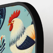 Chicken and Rooster Design Personalise Pickleball Paddle (Left Detail)