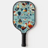 Chicken and Rooster Design Personalise Pickleball Paddle (Back)